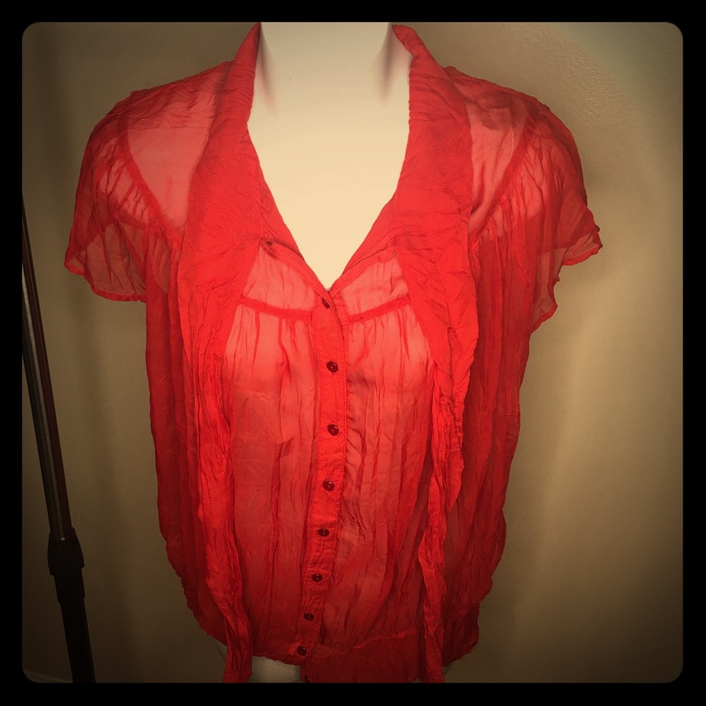 Charlotte Russe Sheer Red Blouse